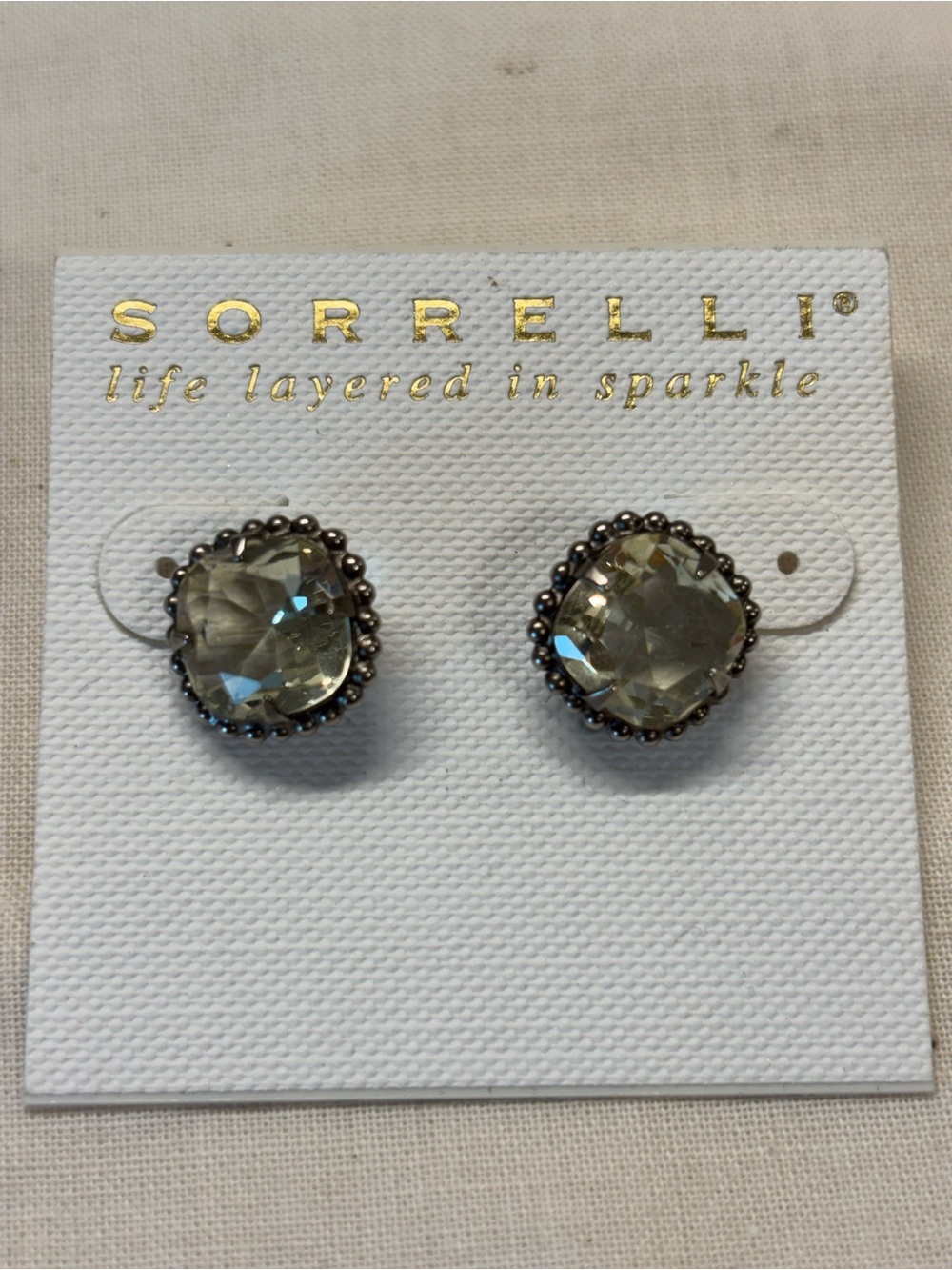 Sorrelli Champagne Crystal Halo Stud Earrings